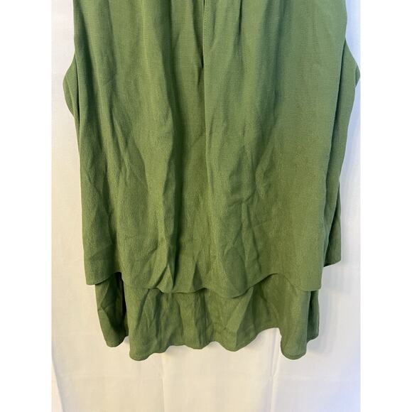 J Crew Size 6 Tiered Viscose Crepe Sleeveless Blouse Layered Fern Green - Picture 10 of 11